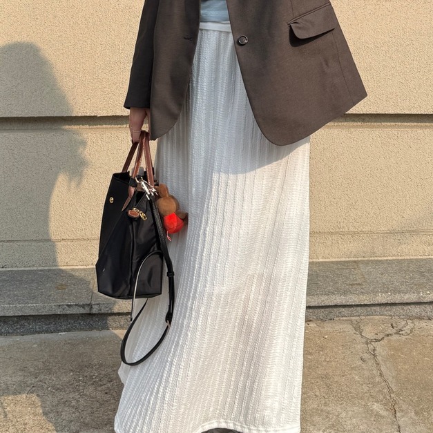 SK14 春日細紋感長裙