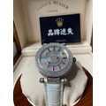 FRANCK MULLER 法蘭穆克 ROUND Double Mystery 白色滿鑽系列 42 DM D2R CD Blue Croco