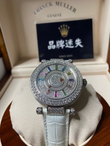 FRANCK MULLER 法蘭穆克 ROUND Double Mystery 白色滿鑽系列 42 DM D2R CD Blue Croco
