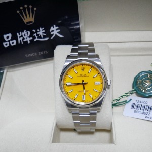 勞力士 OYSTER PERPETUAL OP系列 41mm 黃色 蠔式鋼 124300