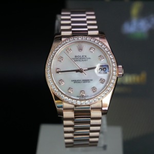 勞力士 DayJust 日誌 玫瑰金貝母面 鑲鑽 31mm 278285RBR-0005