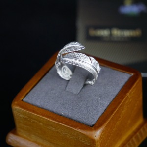 頂級 雙羽素銀戒子