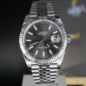 勞力士36mm 五珠鏈白金灰面日誌 DateJust 126234