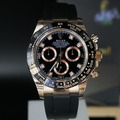 勞力士【配重版】黑面玫瑰金迪通拿矽膠錶帶 Rolex Daytona 116515-0057