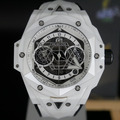 Hublot 宇舶 Big Bang SANG BLEU II刺青鈦金白陶瓷腕錶 418.NX.2001.RX.1604.MXM20