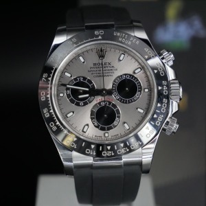 勞力士【配重版】梁家輝 白金灰面迪通拿矽膠錶帶 Rolex Daytona 116519LN-0027