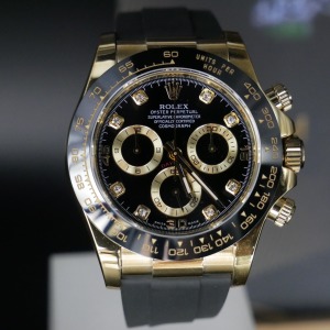 勞力士【配重版】黃金黑面鑽迪通拿矽膠錶帶 Rolex Daytona 116518LN-0046