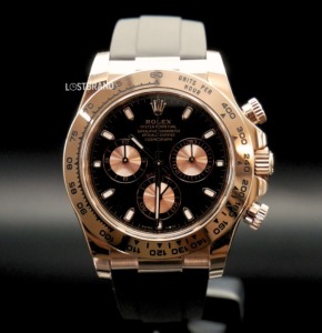 勞力士 【配重版】黑面玫瑰金迪通拿矽膠錶帶 Rolex Daytona 116515LN