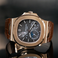 百達翡麗 5712R-001 黑面玫瑰金鷹螺質感黑/棕皮革扣 Patek Philippe Nautilus Annual Calendar_7