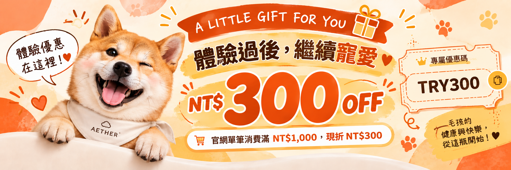 乾洗澡體驗專屬優惠，官網滿1000折300，TRY300