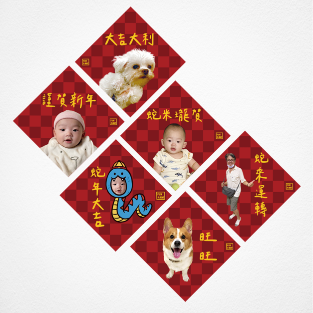 [客製] 客製化春聯 一組6張-同圖案 寵物春聯/小朋友春聯