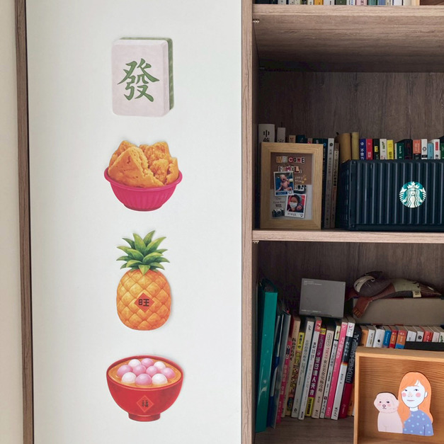 [新年限定] 招財好運 插畫形狀春聯4+1組 可愛新年招財佈置