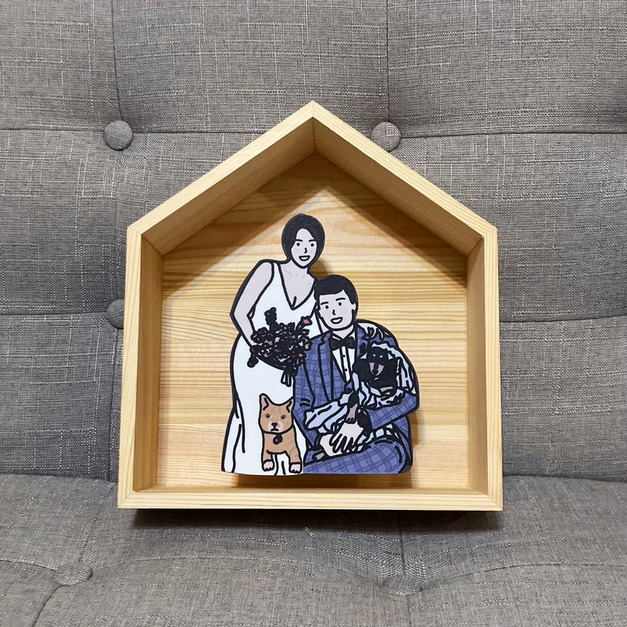[客製] Hanna插畫 情侶/家人/寵物插畫相框