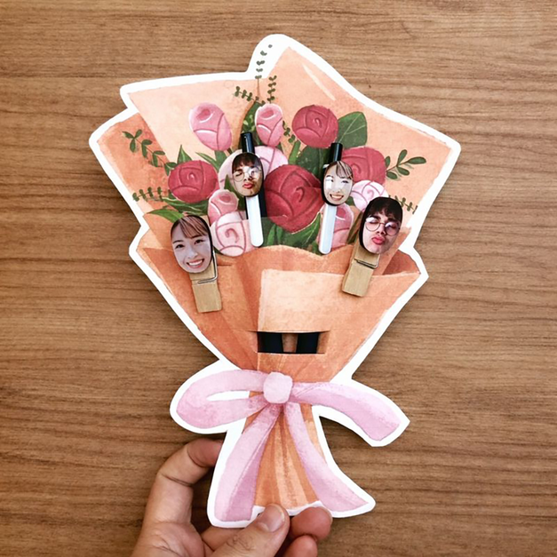 [情人節禮物] 客製化大大臉 中性筆跟木夾  期間限定捧花款