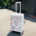 [客製] 花花款 行李箱套（中間文字可以更改）