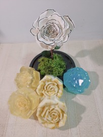 玫瑰花造型手工皂 精油手工皂 天然珍珠粉 金盞花萃取珍珠精華皂