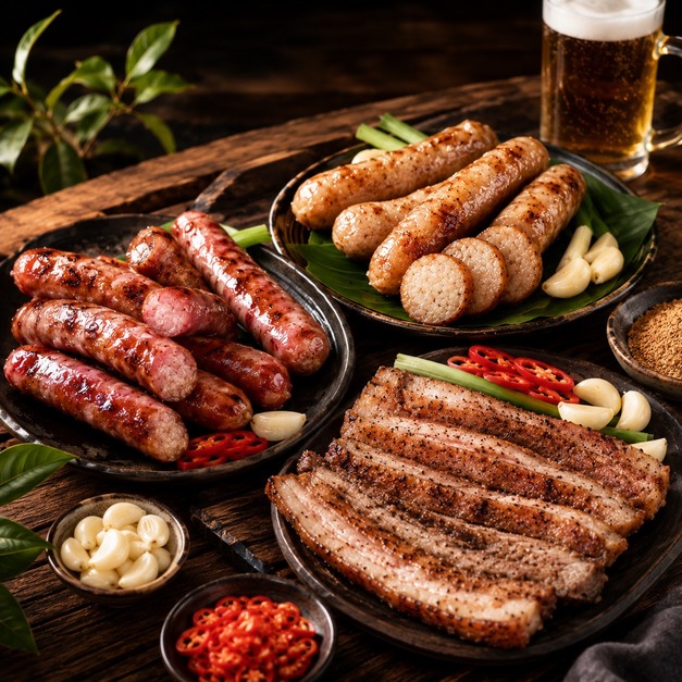 太禓食品豬肉組九件(大份組) 豬後腿香腸300g/包 米香腸300g/包 鹹豬肉210g/條 任選免運