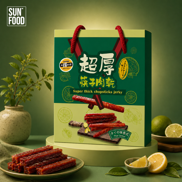 【祿月6】伴手禮筷子豬肉乾 真空包 肉乾禮盒 肉條(泰式檸檬) 240g