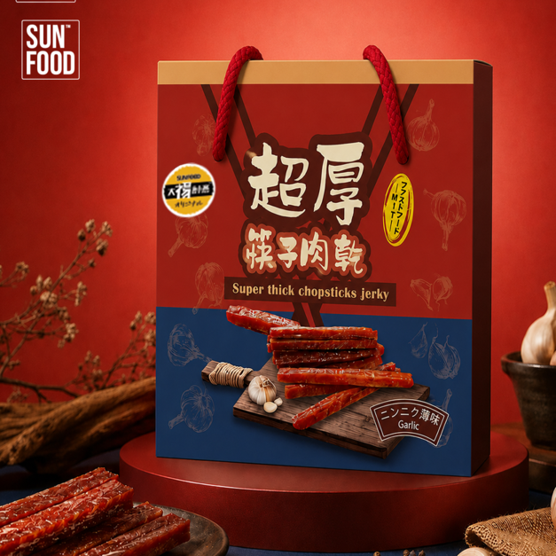 【祿月6】伴手禮筷子豬肉乾 真空包 肉乾禮盒 肉條(人氣蒜味) 240g