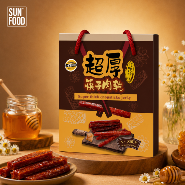 【祿月6】伴手禮筷子豬肉乾 真空包 肉乾禮盒 肉條(蜜汁原味) 240g