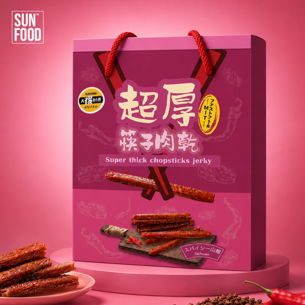 【祿月6】伴手禮筷子豬肉乾 真空包 肉乾禮盒 肉條(戰辣川味) 240g