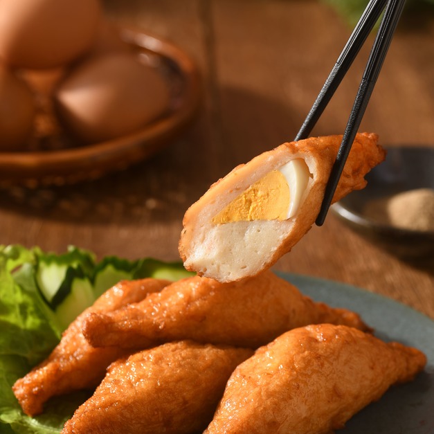 蛋心旗魚卷（旗魚黑輪包土雞蛋）