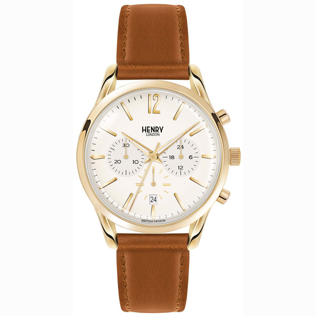 HENRY LONDON  白面金框計時碼錶( HL39-CS-0014)