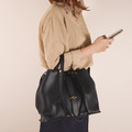 真皮韓系百搭肩背包 手提包 女包 - 黑/棕/亮橘/可可/奶杏_8