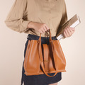 真皮韓系百搭肩背包 手提包 女包 - 黑/棕/亮橘/可可/奶杏_7
