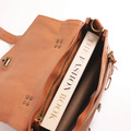 山羊皮郵差包 手提包 側肩包 斜背包 - 灰/黑/焦糖棕_2