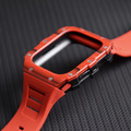 APPLE WATCH 蘋果手錶保護殼 | 超輕量碳纖維殼/矽膠帶款 - 紅_3