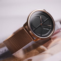 Calvin Klein CK手錶 黑色錶面經典大CK logo 低調氣質 玫瑰金色米蘭錶帶 25200029_4