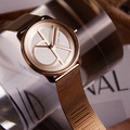 Calvin Klein CK手錶 白色錶面經典大CK logo 低調氣質 玫瑰金色米蘭錶帶 25200035_3