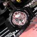CASIO BABY-G 時尚女孩,明亮金屬風,黑X玫瑰金,運動潮流錶 BA-130-1A4DR_4
