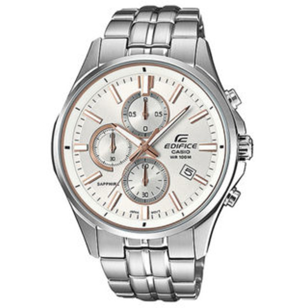 CASIO EDIFICE 系列 日製三眼計時 不銹鋼錶 EFB-530D-7AVUDR