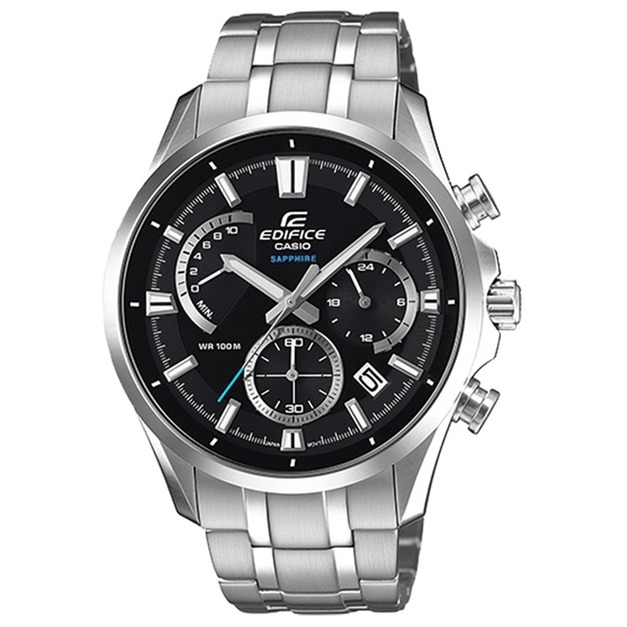 CASIO EDIFICE 系列 日製三眼計時 不銹鋼錶 EFB-550D-1AVUDR