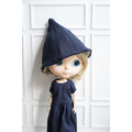 Double Side Wearable Elfin Hat / Daisy Blooming in Navy Sea_4