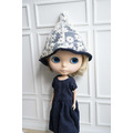 Double Side Wearable Elfin Hat / Daisy Blooming in Navy Sea_3