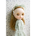Artichoke Green Stripe Lace Dress With Ribbon_6