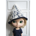 Double Side Wearable Elfin Hat / Daisy Blooming in Navy Sea