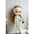Artichoke Green Stripe Lace Dress With Ribbon_3