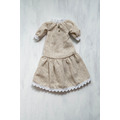 Tiny Beige Plaid full Dress With Lace