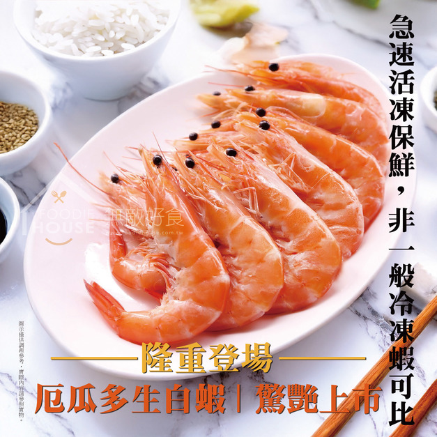厄瓜多活凍白蝦【毛重850g；蝦子650g/盒】