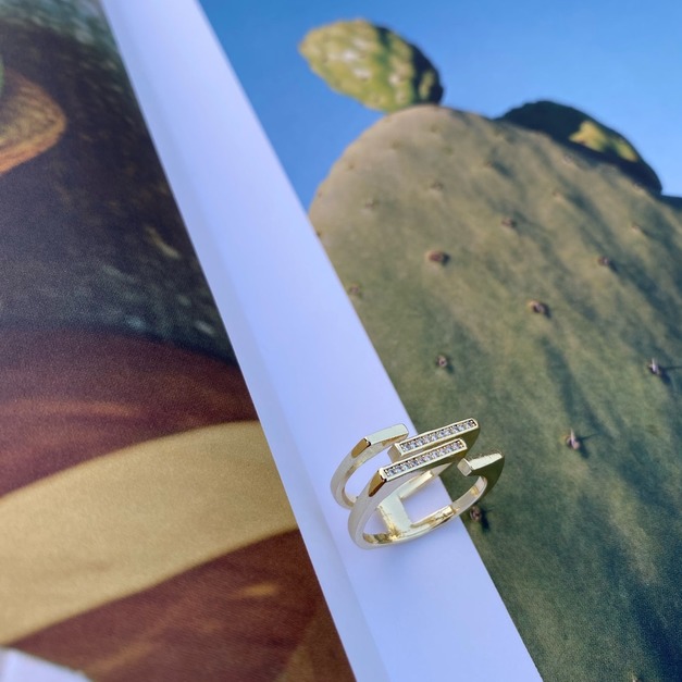 鋯石方形開口戒