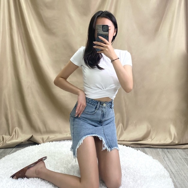 誰穿誰腿長露腿牛仔裙