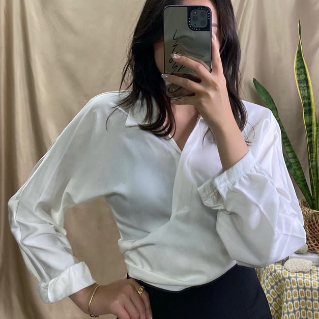 交叉設計綁帶襯衫