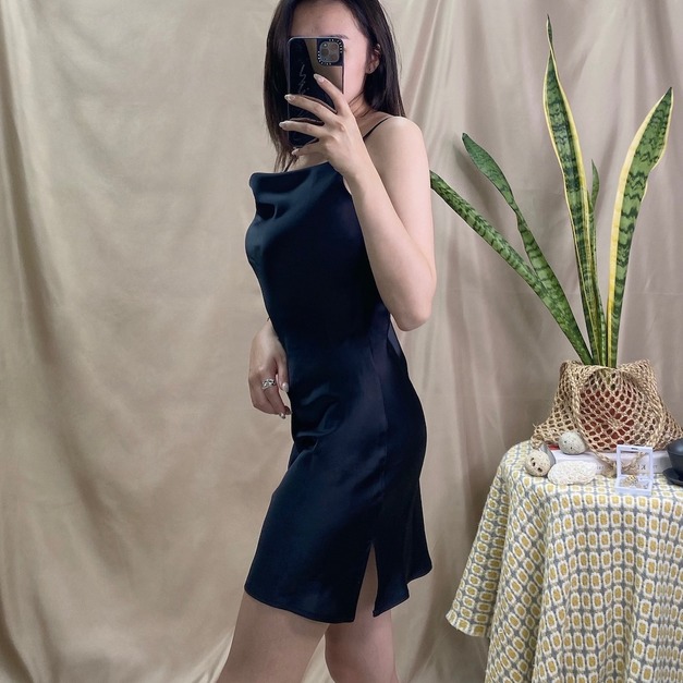 法式緞面小洋裝