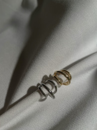 冷淡風三圈金屬耳環