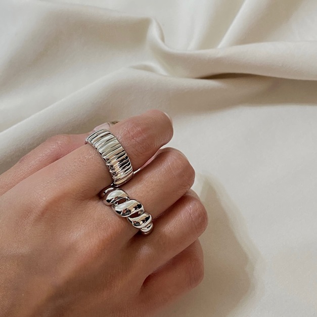 金屬麻花戒指套組