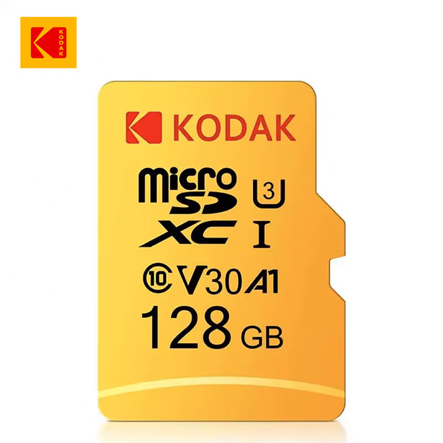 【Kodak 柯達】UHS-I U3 V30 A1 MicroSD 高速記憶卡-黃色128GB